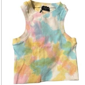 White Fox top tank cropped stretch XS stretch ribbed sleeveless NEW